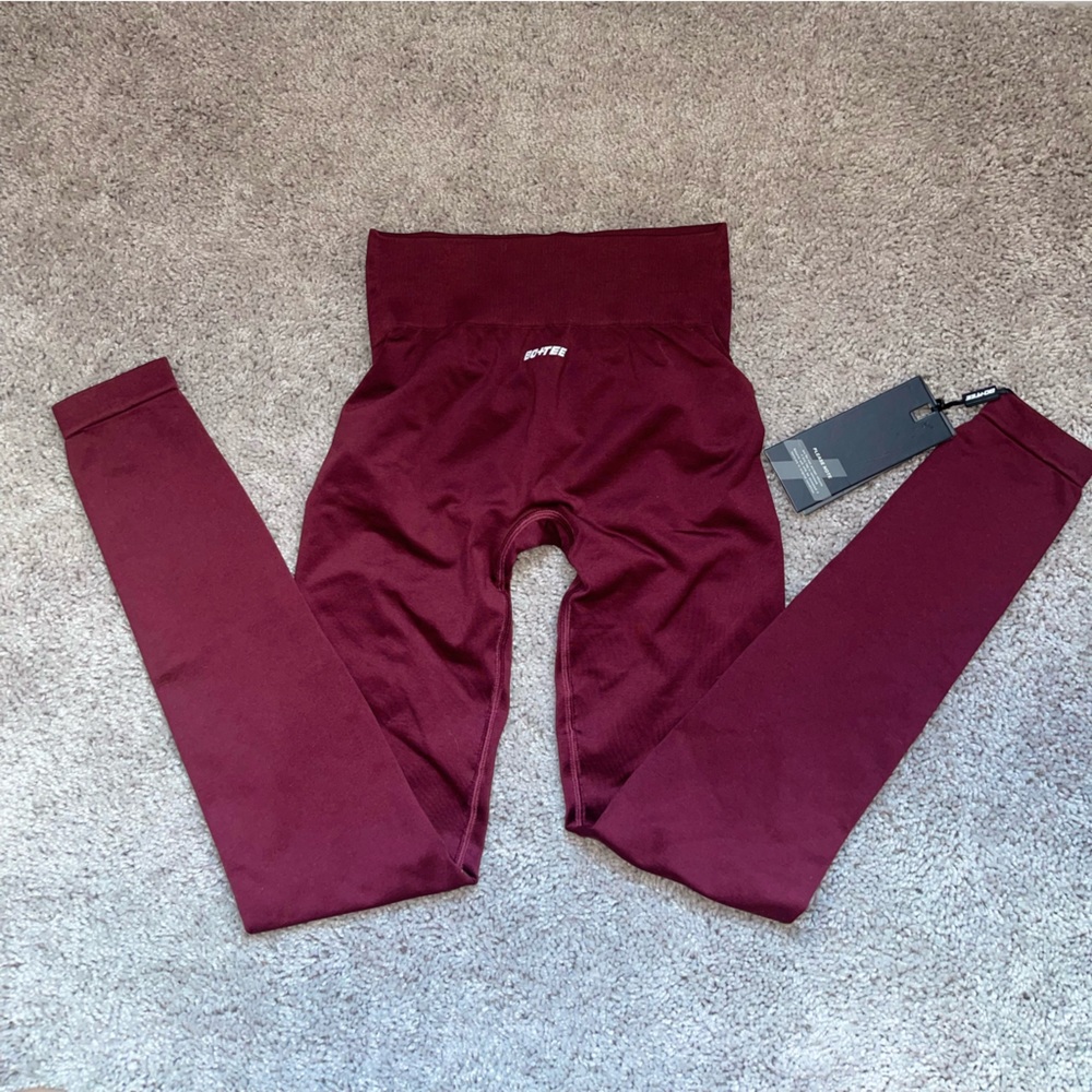 BO+TEE High Waist Super Sculpt Leggings In Burgundy